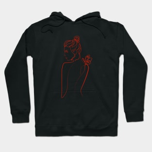 Minimalist Women Face . One Line Art. Hoodie